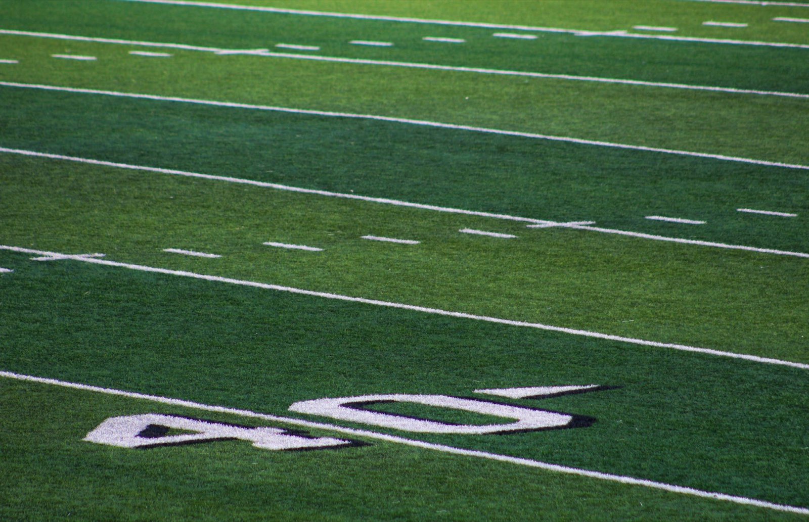 The 40-yard line number painted on a football field